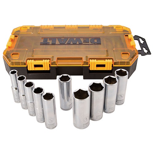 10pc Tough Box 1/2" Drive Deep SAE Socket Set