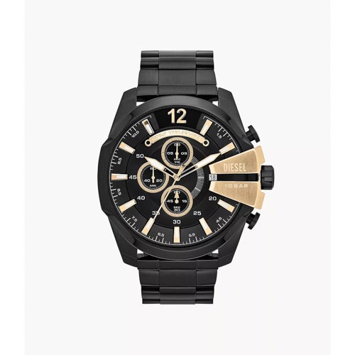 Mens Mega Chief Chronograph Black-Tone Stainless Steel Watch Black Dial