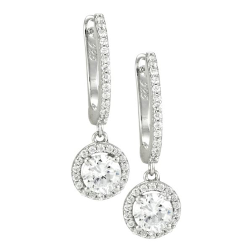 Antwerp Sterling Silver Halo Dangle Earrings