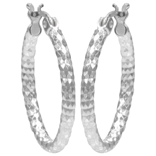 Antwerp Sterling Silver Diamond Cut Hoop Earrings