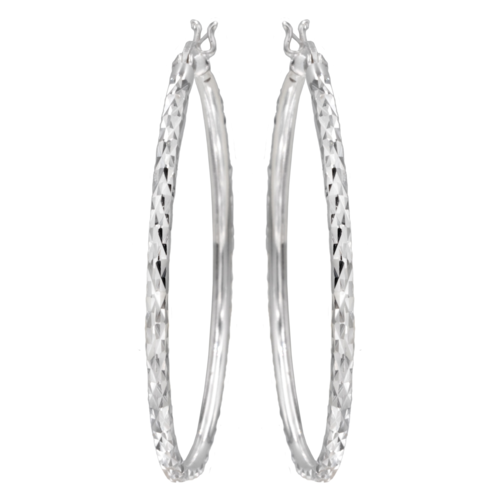 Antwerp Sterling Silver Diamond Cut Hoop Earrings
