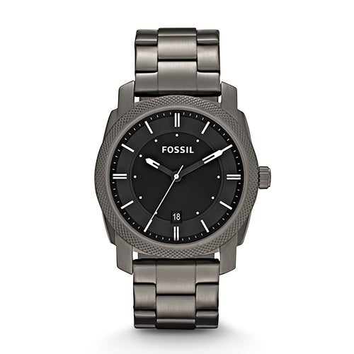Mens Machine Smoke Stainless Steel Watch Black Dial