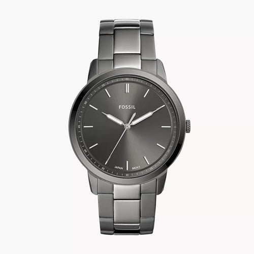 Mens Minimalist Smoke Stainless Steel Watch Gray Dial