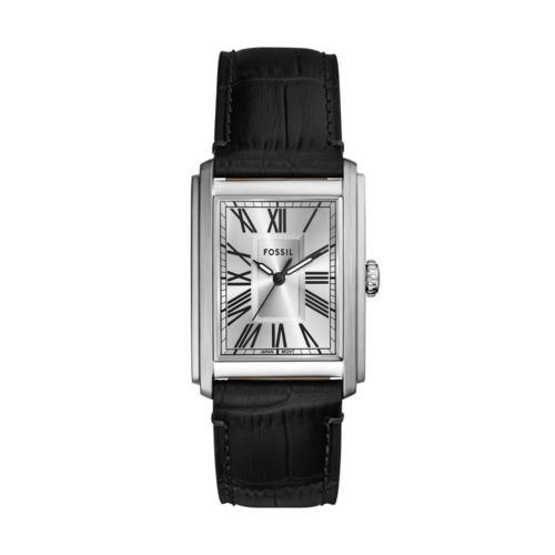 Fossil Men's Carraway Three-Hand Black Croco Leather Watch