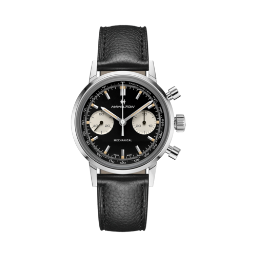 Hamilton American Classic Intra-Matic Chronograph H Black Leather Strap Watch