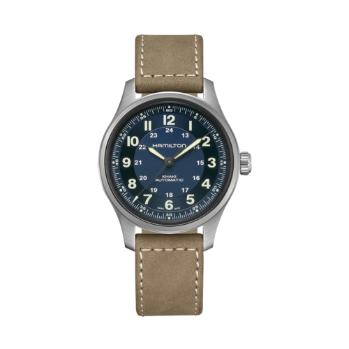 Hamilton Khaki Field Titanium Auto Brown Leather Strap Watch