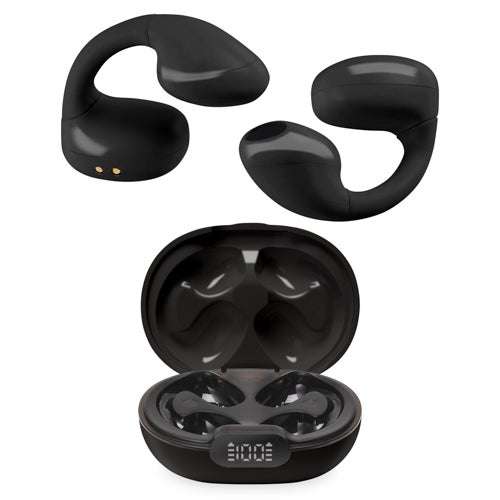 Truly Wireless Open Ear Clip Earbuds w/ Charging Case Black