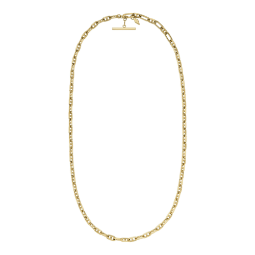 Fossil Heritage D-Link Gold-Tone Brass Anchor Chain Necklace