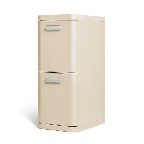 45L 2-Drawer Recycling Bin Cream