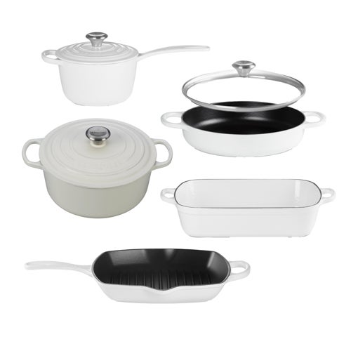 8pc Signature Cast Iron Cookware Set White
