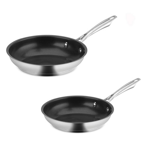 CUISINART PROFESSIONAL SERIES STAINLESS STEEL 2-PACK NON-STICK SKILLET SET