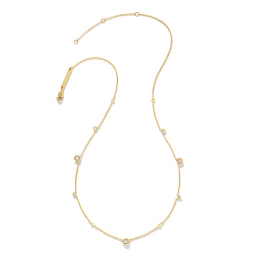 KENDRA SCOTT DAVIE 18K GOLD VERMEIL TRIO STRAND NECKLACE IN WHITE SAPPHIRE