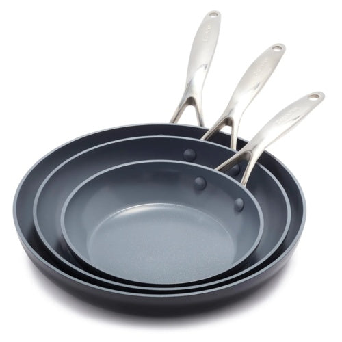 GREENPAN VALENCIA PRO CERAMIC NON STICK 8, 9.5, AND 11-INCH FRYPAN SET
