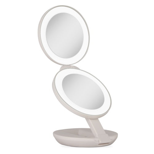 ZADRO LIGHTED TRAVEL MIRROR WITH MAGNIFICATION & FOLDING-TO-COMPACT