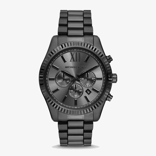 Mens Lexington Chronograph Black-Tone Stainless Steel Watch Black Dial