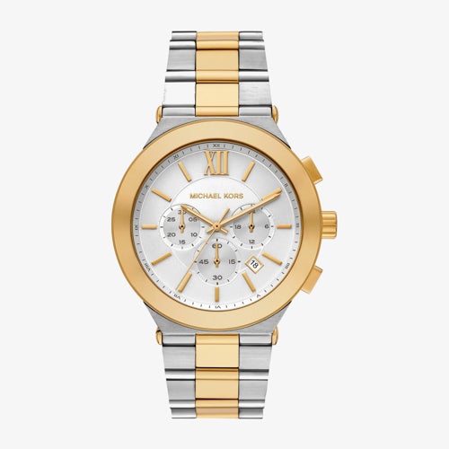 Mens Oversized Billie Chronograph Two-Tone Stainless Steel Watch Silver Dial