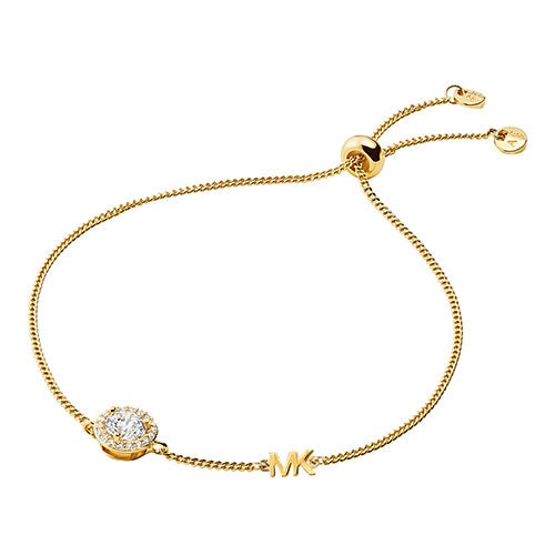Precious Metal Pave Sterling Silver Slider Bracelet Gold