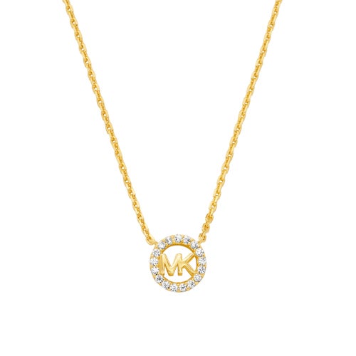 Premium Sterling Silver MK Logo Pendant Necklace Gold