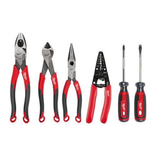 6pc Comfort Grip Cutting Pliers Wire Stripper & Screwdrivers Set (USA)