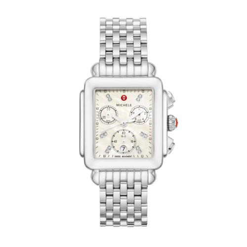 Michele Deco Diamond Stainless Steel Watch
