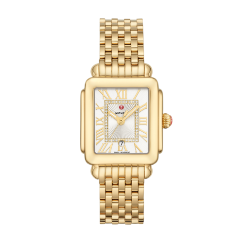 Michele Deco Madison Mid 18K Gold-Plated Diamond Dial Watch