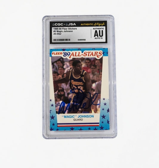 Magic Johnson - 1989-90 Fleer Stickers All-Star Auto 10