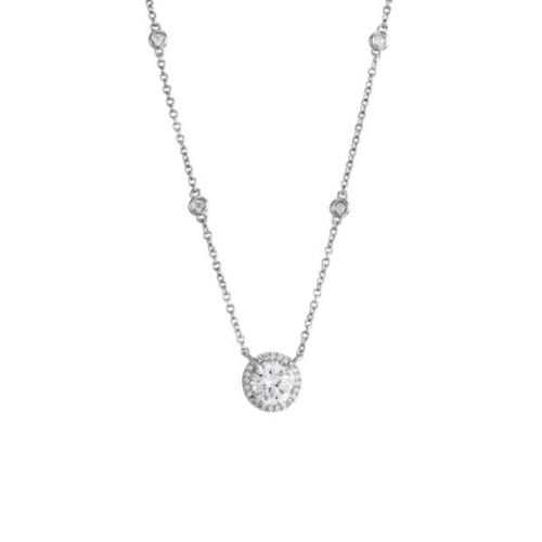 Antwerp Sterling Silver Cubic Zirconia Halo by the Yard Necklace