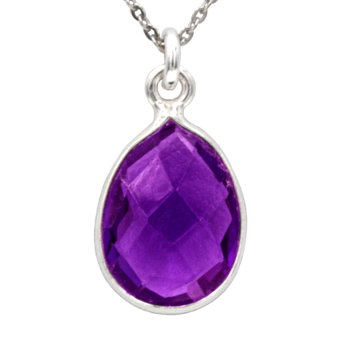 Antwerp Sterling Silver Teardrop Amethyst Necklace