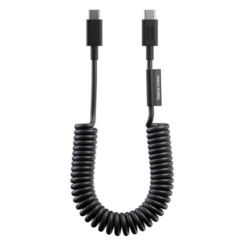 Pop Cable 4ft Coiled 60W Fast Charging USB-C to USB-C Cable Black