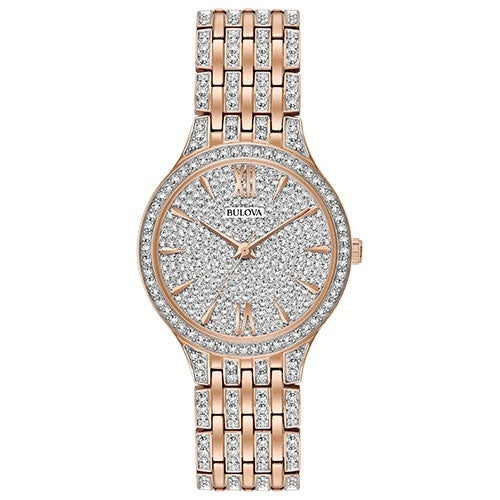 LADIES' PHANTOM CRYSTAL STAINLESS STEEL WATCH, CRYSTAL DIAL