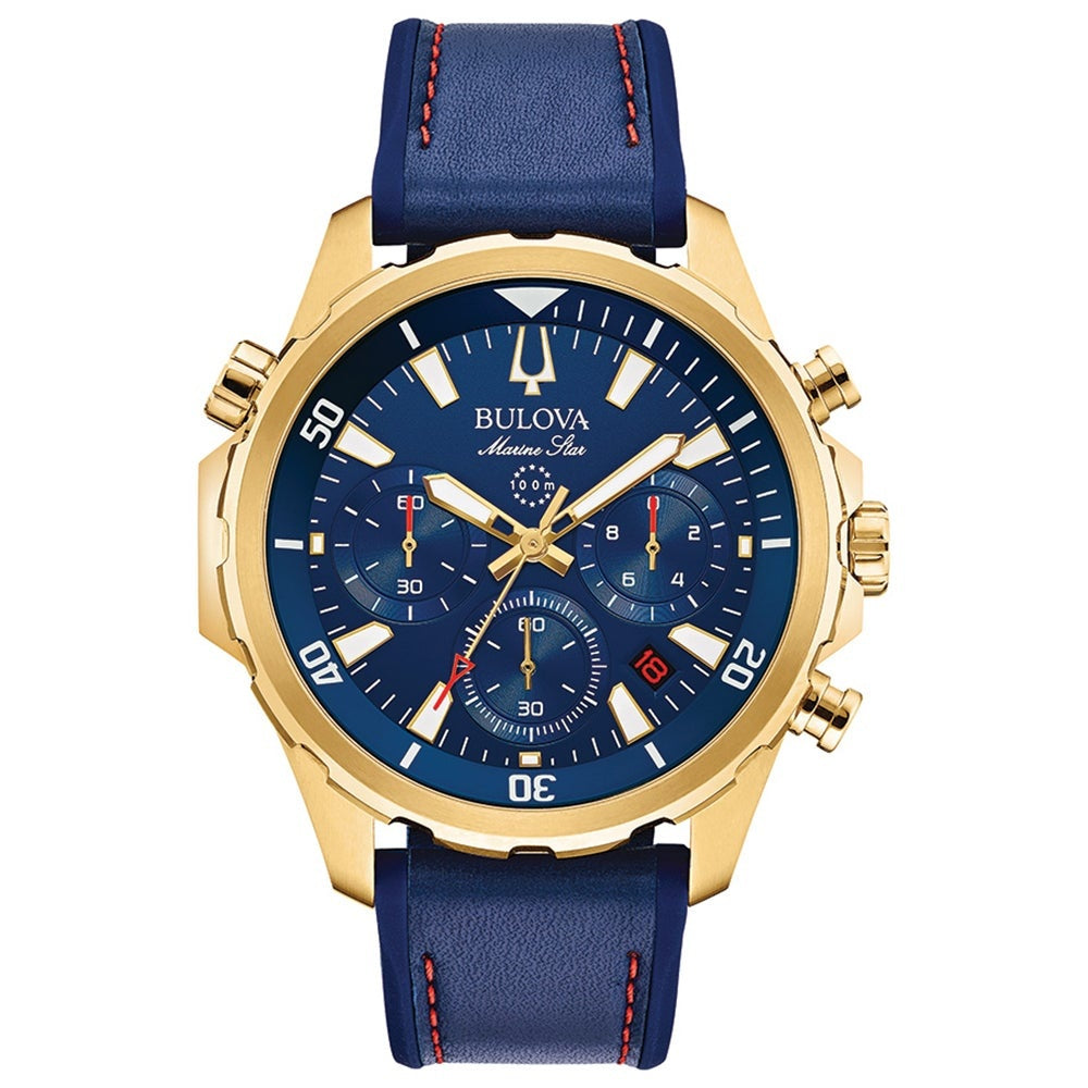 MENS MARINE STAR LEATHER STRAP WATCH DIAL