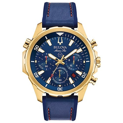 MENS MARINE STAR LEATHER STRAP WATCH DIAL