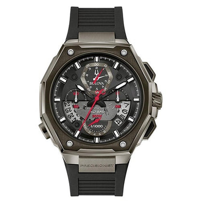 MENS PRECISIONIST CHRONOGRAPH BLACK RUBBER WATCH BLACK DIAL