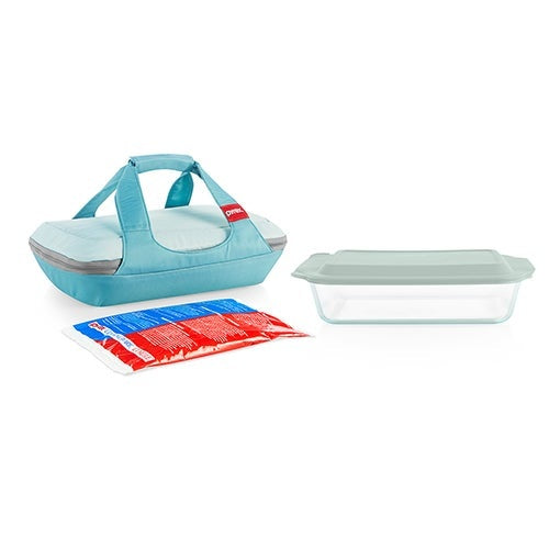 DEEP PORTABLE 4PC GLASS BAKING SET W/  LID