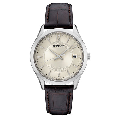 MENS ESSENTIALS LEATHER STRAP WATCH DIAL