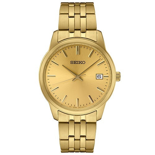 MENS ESSENTIALS STAINLESS STEEL WATCH GOLD DIAL