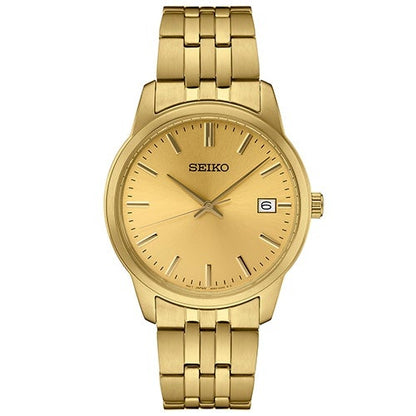 MENS ESSENTIALS STAINLESS STEEL WATCH GOLD DIAL