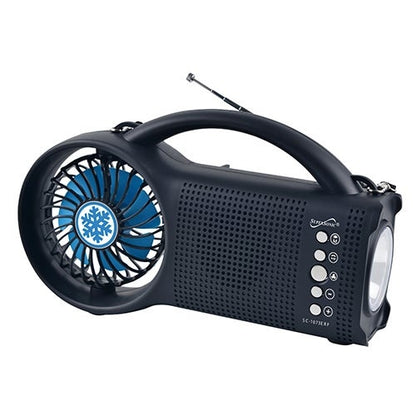 EMERGENCY SOLAR POWER BLUETOOTH SPEAKER W/ FM RADIO LED & FAN