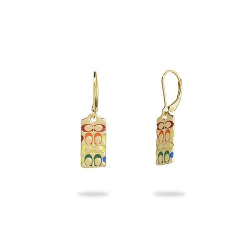 QUILTED C TAG DROP EARRINGS