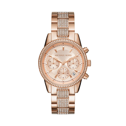 LADIES RITZ PAVE CHRONOGRAPH STAINLESS STEEL WATCH DIAL