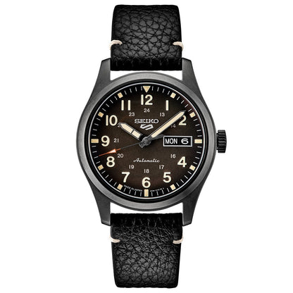 MENS SEIKO 5 SPORT AUTOMATIC LEATHER STRAP WATCH DIAL