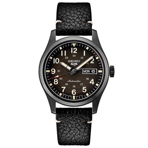 MENS SEIKO 5 SPORT AUTOMATIC LEATHER STRAP WATCH DIAL