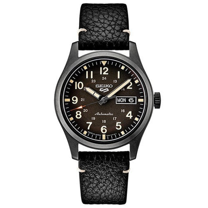 MENS SEIKO 5 SPORT AUTOMATIC LEATHER STRAP WATCH DIAL