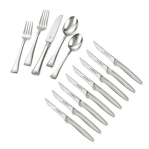 ANGELICO 45PC 18/10 FLATWARE SET W/ 8PC STEAK KNIFE SET