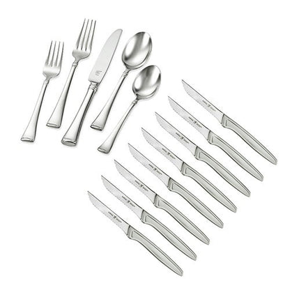 ANGELICO 45PC 18/10 FLATWARE SET W/ 8PC STEAK KNIFE SET