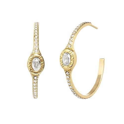SIGNATURE LOGO PAVE HOOP EARRINGS
