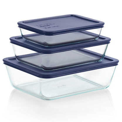 6PC SIMPLY STORE RECTANGULAR GLASS STORAGE SET