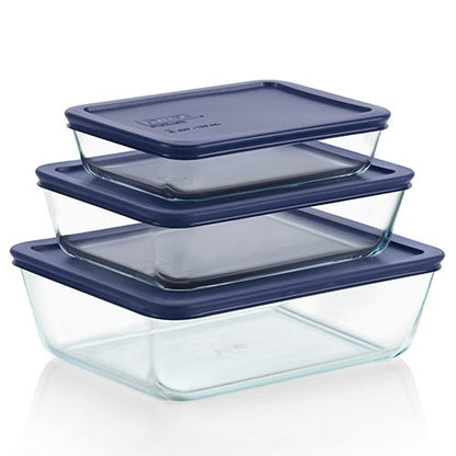 6PC SIMPLY STORE RECTANGULAR GLASS STORAGE SET