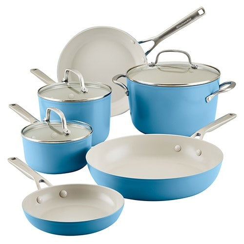 9PC HARD ANODIZED CERAMIC NONSTICK COOKWARE SET