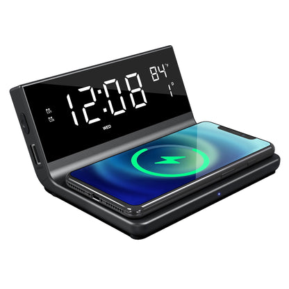 DUAL ALARM CLOCK W/ WIRELESS CHARGER